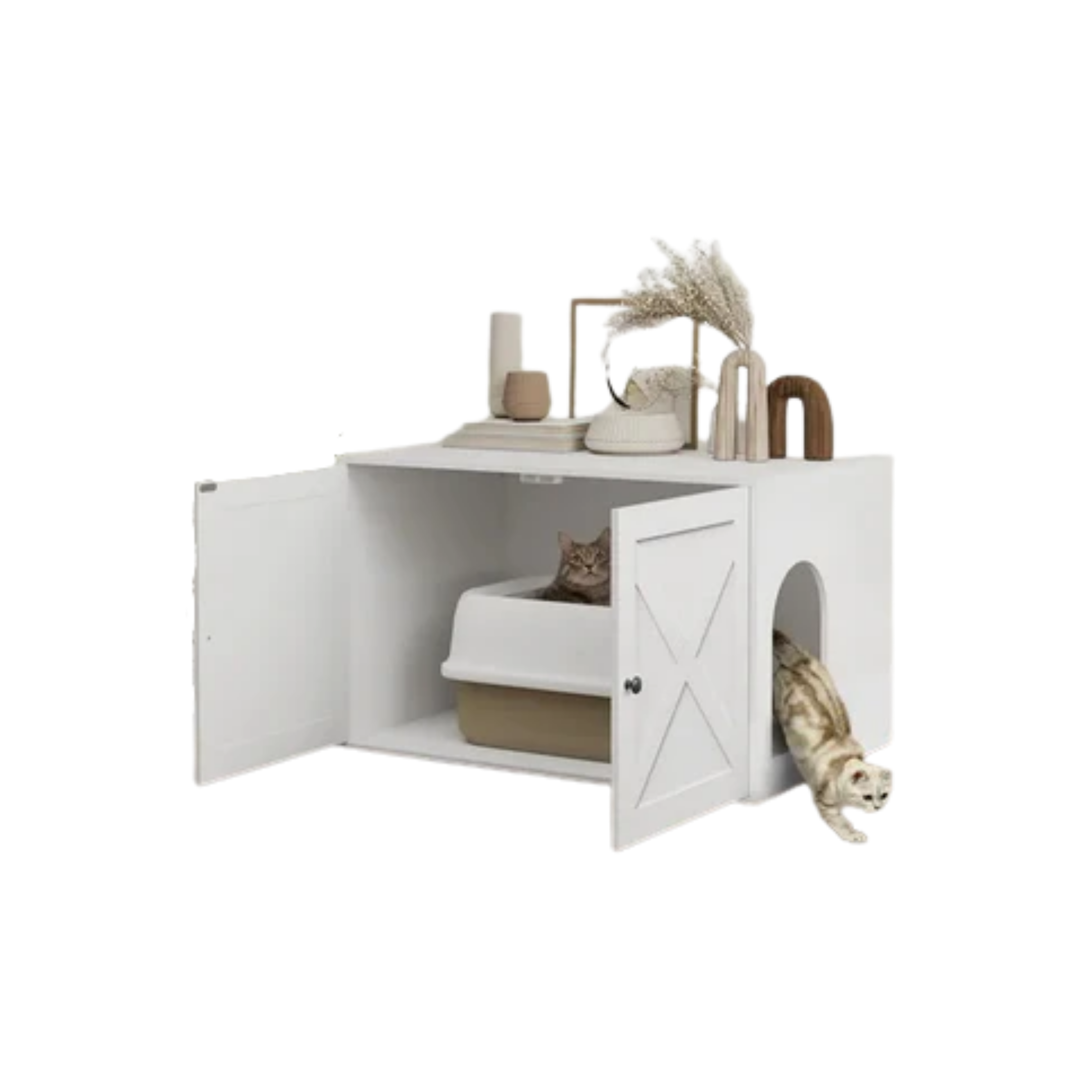 Cat Litter Box Enclosure With Barn Door